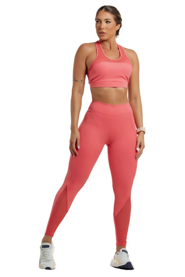 Conjunto Poliamida Top + Legging Rosé